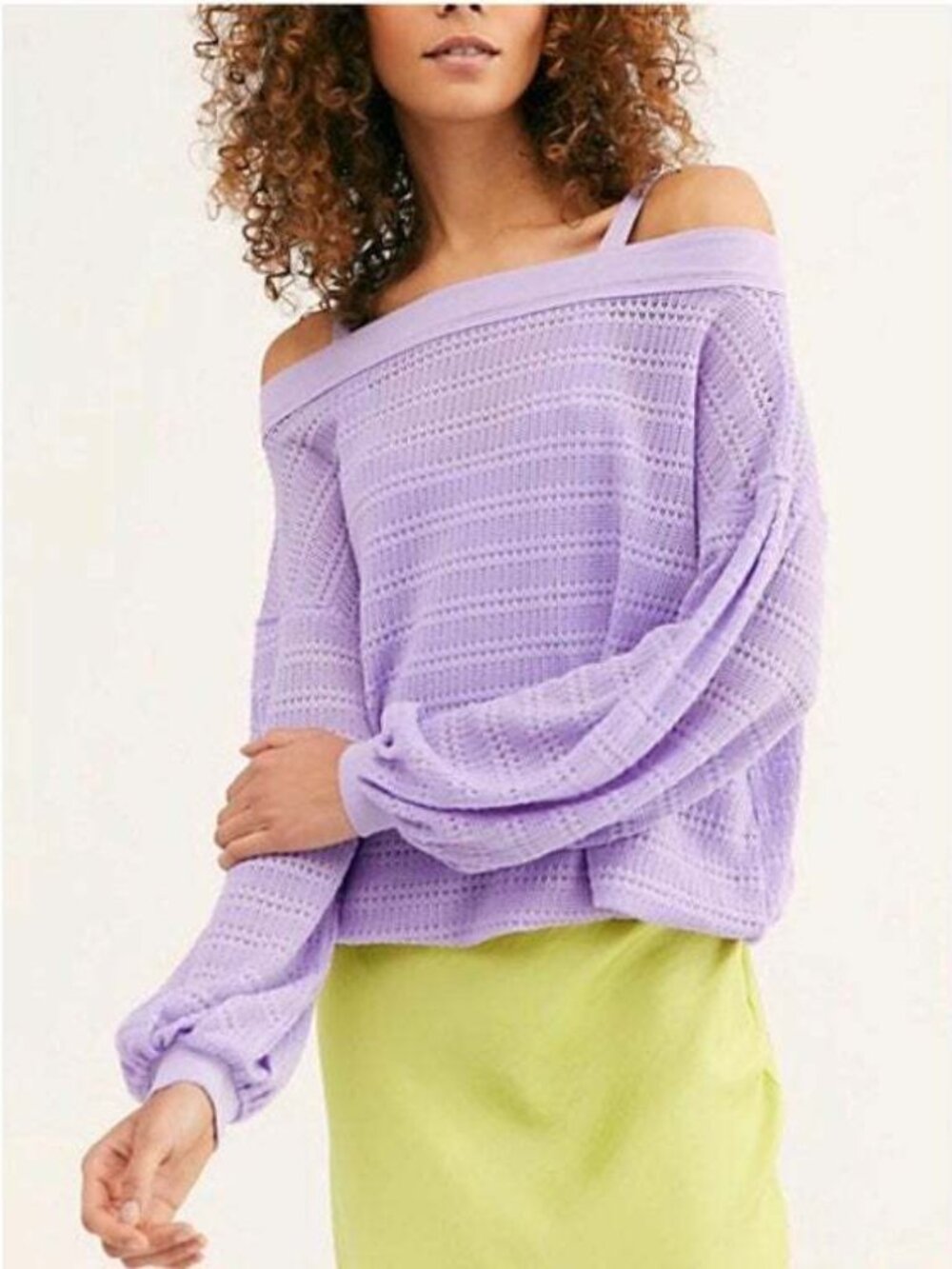 Free People Lavender Sistine Hacci Cold Shoulder Top